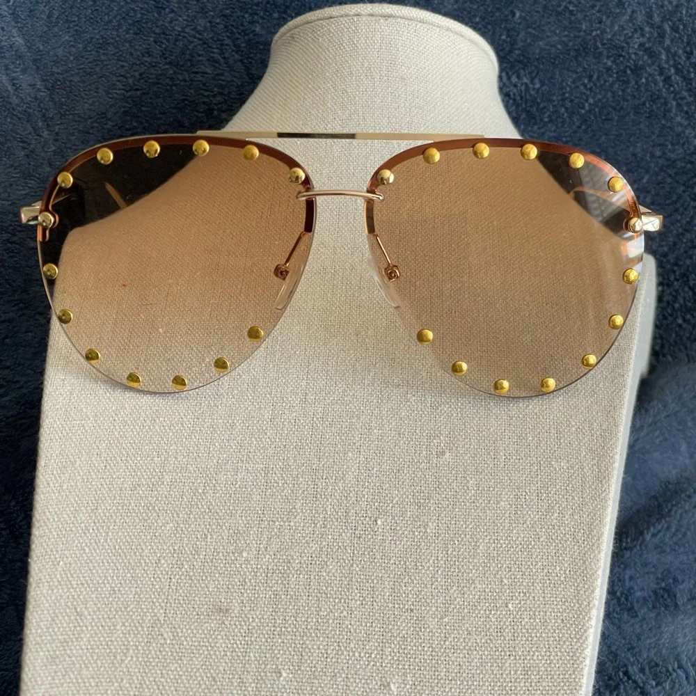 Gold Studded Aviator Sunglasses